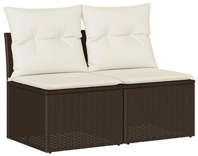 3325249 vidaXL Градински комплект с възглавници 2 части кафяв полиратан акация