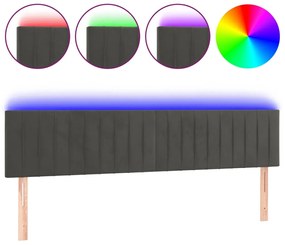 3121905 vidaXL LED горна табла за легло, тъмносива, 160x5x78/88 см, кадифе