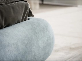 Светлосиньо двойно легло 180x200 cm тапицирано с място за съхранение с включена подматрачна рамка Maumere – Maison de Rêve