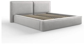 Светлосиво тапицирано двойно легло с място за съхранение и решетка 180x200 cm Arendal - Cosmopolitan Design