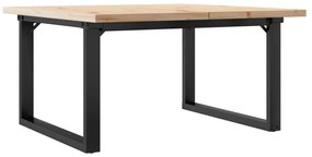 3282731 vidaXL Кафе маса О-образна рамка 90x90x45,5 см бор масив и стомана