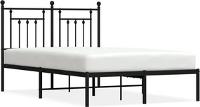 353535 vidaXL Метална рамка за легло с горна табла, бяла, 120x200 см