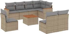 3258454 vidaXL Градински комплект диван с възглавници 9 части бежов полиратан