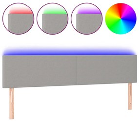 3121346 vidaXL LED горна табла за легло, светлосива, 180x5x78/88 см, плат