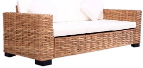 276351 vidaXL 3-местен градински диван, естествен ратан