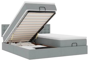3312878 vidaXL Османска легло с матраци и LED, светлосиво, 160x200 см, плат