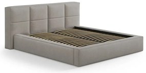 Светлосиво двойно легло 160x200 cm тапицирано с място за съхранение с включена подматрачна рамка Simon Darren – Micadoni