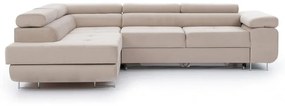 Бежов разтегателен ъглов диван с място за съхранение (ляв ъгъл L форма) Anton – ELTAP
