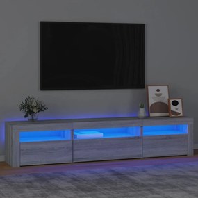 3152744 vidaXL ТВ шкаф с LED осветление, сив сонома, 195x35x40 см