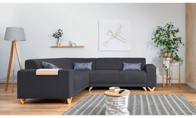 Антрацитен разтегателен/с място за съхранение ъглов диван (ляв ъгъл/L форма) Classy Sophie – Miuform