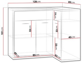 Ъглов Бюфет Mediolan 15K-Natural Special-Right-Without foot