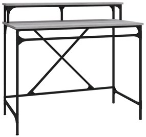 826702 vidaXL Бюро, сив сонома, 100x50x90 см, инженерно дърво