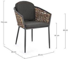 Сив градински стол метален Maribela – Bizzotto