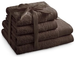 Кафяви памучни хавлии и кърпи за баня в комплект от 4 бр. от тери Amari – Restilo