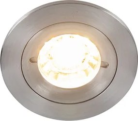 Интелигентен вграден прожектор стоманен кръгъл IP44 вкл. Wifi GU10 - Xena