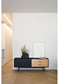 Черна/естествена маса за телевизор от декор от дъб 140x52 cm Sierra – Teulat