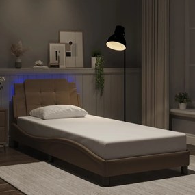 3214093 vidaXL Рамка за легло с LED без матрак Zadar, капучино, 100x200 см