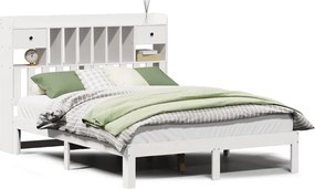 3322592 vidaXL Легло с етажерка за книги, без матрак, 135x190 см, бор масив