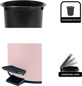 Розово стоманено кошче за боклук с педал 3 l Adelar – Spirella