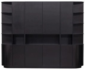 Черна модулна библиотека от масивен бор 266x210 cm Finca – WOOOD