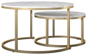 Бели/златисти кръгли масички за кафе в комплект от 2 бр. от декор от мрамор ø 79 cm Amelia – CosmoLiving by Cosmopolitan