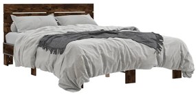 3280169 vidaXL Рамка за легло, опушен дъб, 140x190 см, инженерно дърво и метал