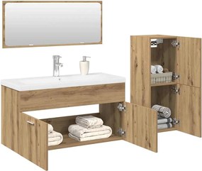 3328918 vidaXL Комплект мебели за баня от 4 части Дъб артизан инженерно дърво
