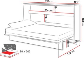 Стенно легло Концепт БЦ слаш-90 x 200-сив