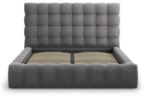 Сиво тапицирано двойно легло с място за съхранение и решетка 200x200 cm Bali - Cosmopolitan Design