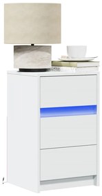 Sonata H Нощно шкафче с LED осветление, бяло, инженерно дърво