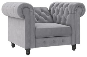 Светлосиво кадифено кресло Chesterfield Felix – Støraa