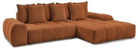 Теракотен шенилов сгъваем/с място за съхранение ъглов диван (десен ъгъл) Everest – Bobochic Paris
