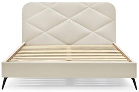 Бежово тапицирано двойно легло с включена подматрачна рамка 160x200 cm Prune – Bobochic Paris