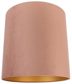 Кадифен абажур розов 40/40/40 със златист интериор