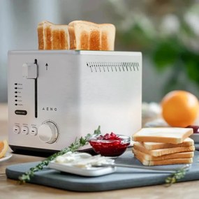 Тостер за хляб AENO ATS0003, 950W, 6 вида хляб, 7 нива на изпичане, Подгряване, Размразяване, LED, Инокс