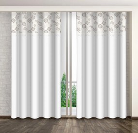 Бяла декоративна завеса с принт на бежови цветя Ширина: 160 см | Дължина: 250 см