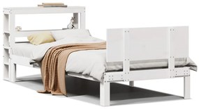 3306081 vidaXL Рамка за легло с табла без матрак, бяла, 90x200 см