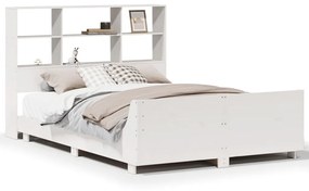 3323690 vidaXL Рамка за легло без матрак, бял, 140x200 см, бор масив