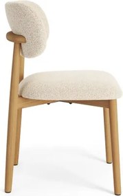 АЛMО Кремаво (тъкан Монза 90)/рамка лакиран дъб - ДЪРВЕН СТОЛ БУКЛЕ ЗА ДНЕВНА, ТРАПЕЗАРИЯ, КУХНЯ РЕТРО