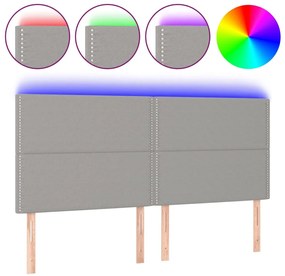 3122298 vidaXL LED горна табла за легло, светлосива, 180x5x118/128 см, плат