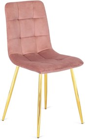 Тапициран кадифен стол YORK със златни крака - различни цветови покрития розова