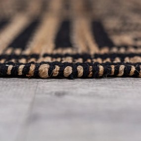 Черен/естествен ръчно изработен килим със смес от юта 200x290 cm Meander Jute – Flair Rugs