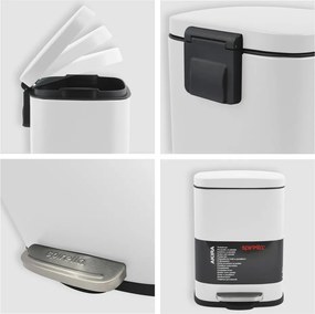 Стоманено кошче за боклук с педал в матово бял цвят 5 l Akira – Spirella