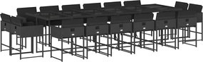 3211423 vidaXL Градински комплект с възглавници 17 части полиратан черен