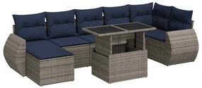 3326682 vidaXL Градински диван с възглавници, 8 части, сив полиратан, акация