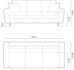 Светлосив кадифен разтегателен диван с място за съхранение 235 cm Kyoto – Cosmopolitan Design