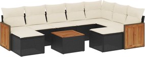 3260628 vidaXL Градински комплект диван с възглавници 10 части черен полиратан