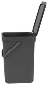 Кош за разделно събиране на боклук Brabantia Sort&Go 647670, 12 л, Дръжка, Възможност за стенен монтаж, Тъмносив