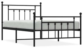 353550 vidaXL Метална рамка за легло с горна и долна табла, черна, 100x200 см