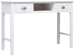338535 vidaXL Бюро, бяло, 108x45x76 см, масивна дървесина пауловния